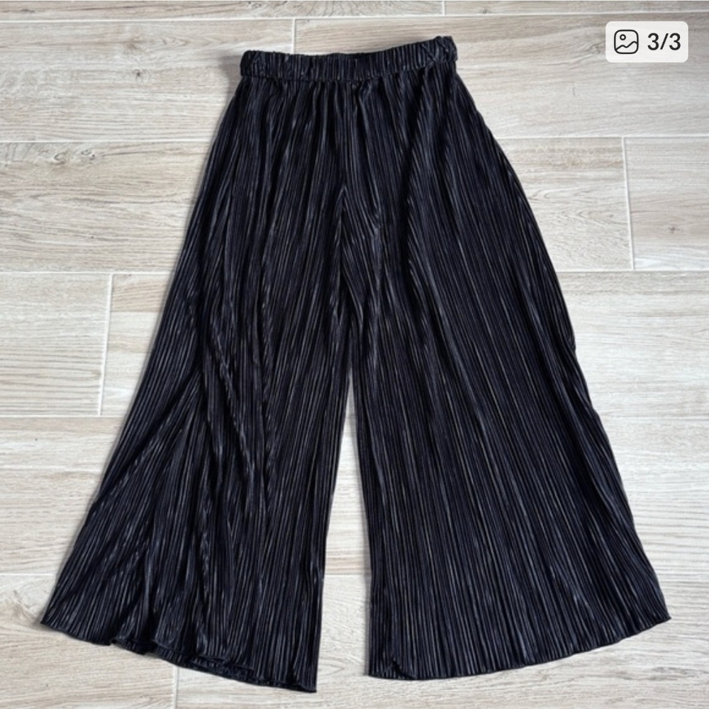 NWT Pleated Wide Leg High Waisted Black Pants Accordion Plisse Size Medium - Picture 6 of 9